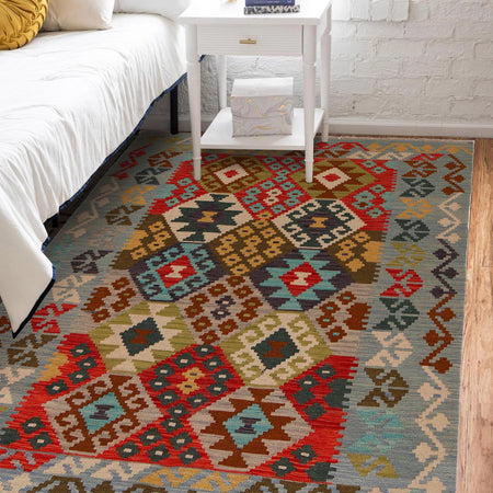 Handmade Vegetable Kilim 5' 1" x 6' 8" (ft) - No. B34717