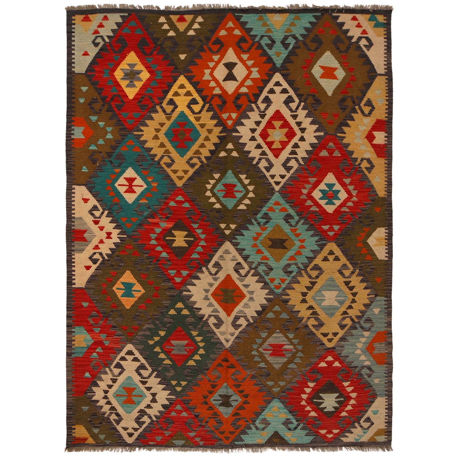Handmade Vegetable Kilim 4' 11" x 6' 10" (ft) - No. B34719