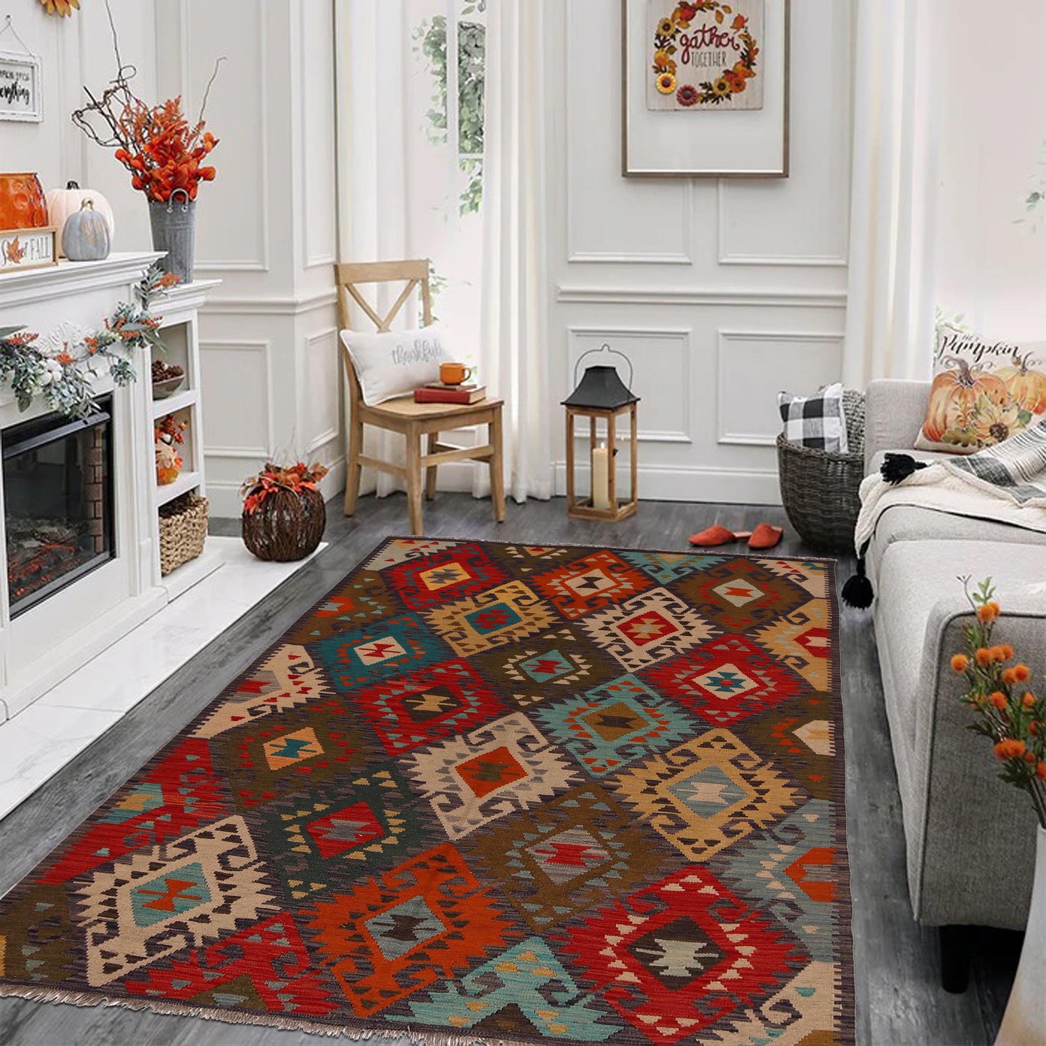 Handmade Vegetable Kilim 4' 11" x 6' 10" (ft) - No. B34719