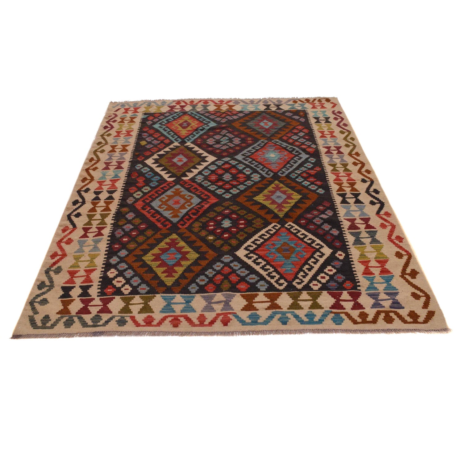 Handmade Vegetable Kilim 5' 0 x 6' 6 (ft) - No. B34720