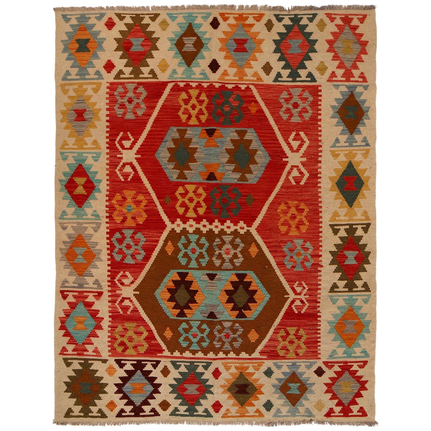 Handmade Vegetable Kilim 4' 11" x 6' 5" (ft) - No. B34722
