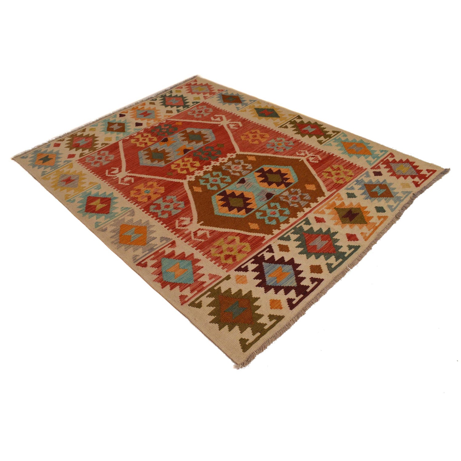 Handmade Vegetable Kilim 4' 11" x 6' 5" (ft) - No. B34722