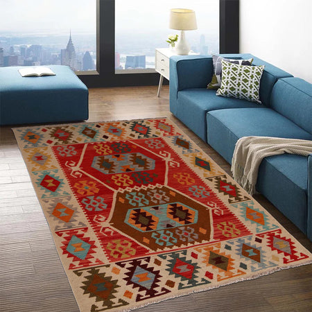 Handmade Vegetable Kilim 4' 11" x 6' 5" (ft) - No. B34722