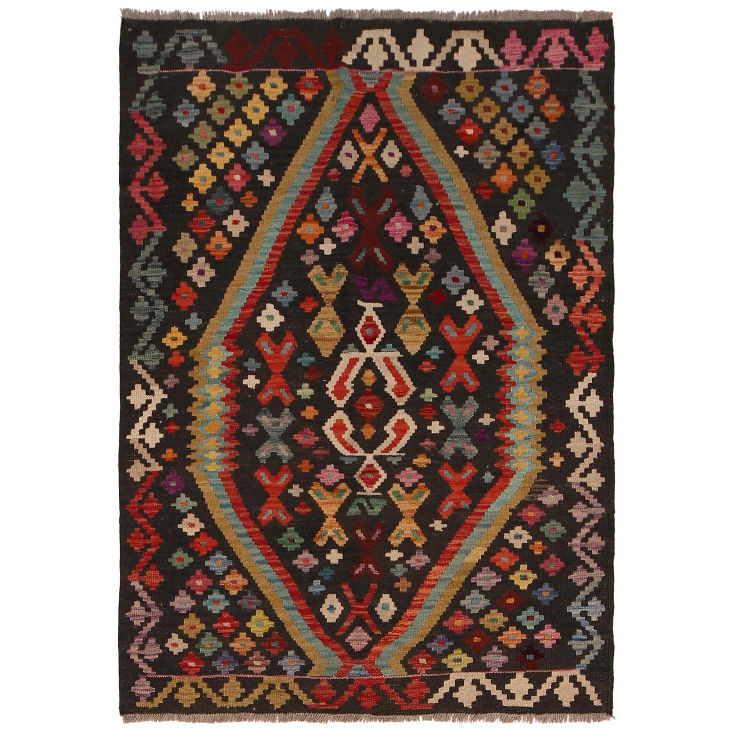Handmade Vegetable Kilim 3' 7"  x 4' 11" (ft) - No. B34742