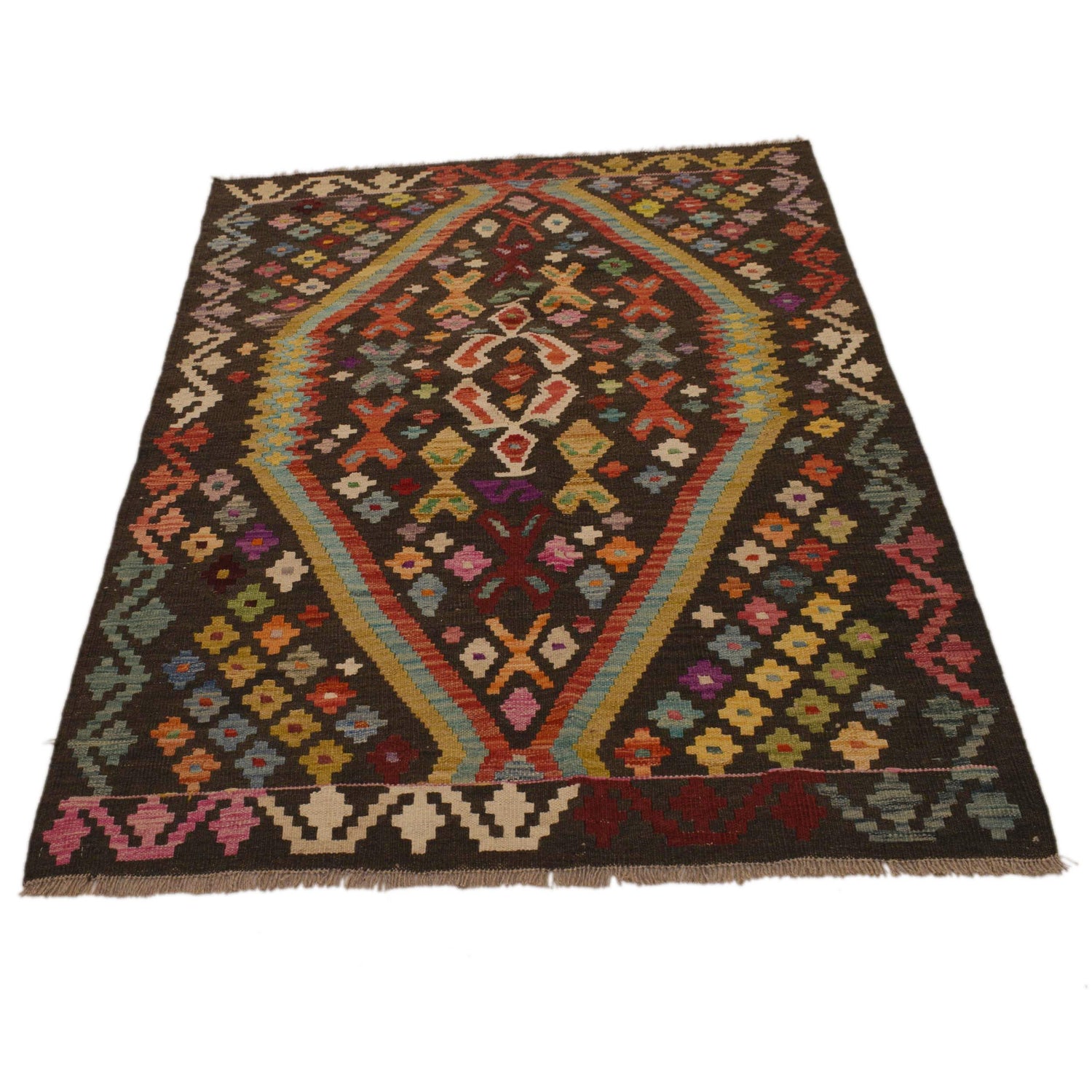 Handmade Vegetable Kilim 3' 7"  x 4' 11" (ft) - No. B34742