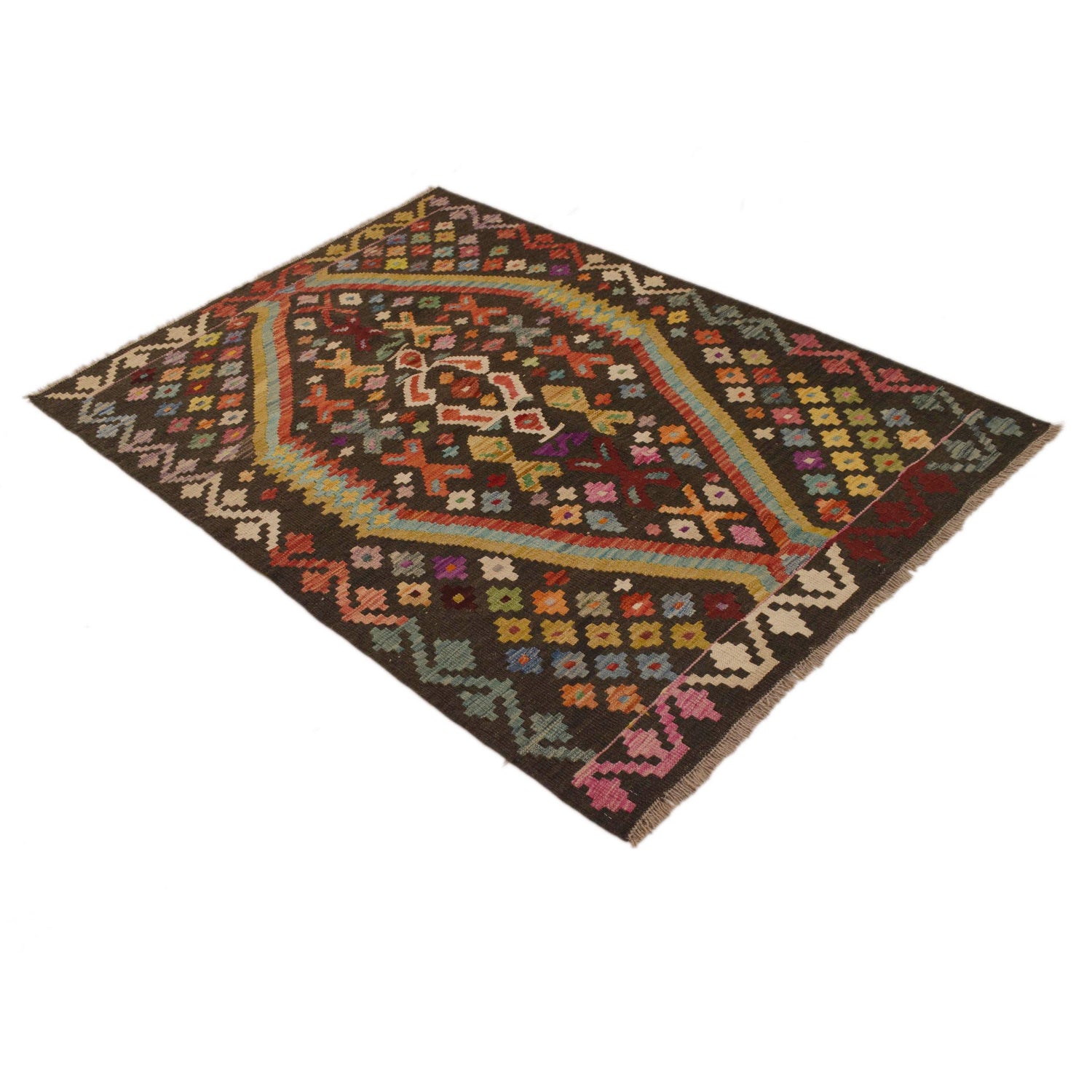 Handmade Vegetable Kilim 3' 7"  x 4' 11" (ft) - No. B34742