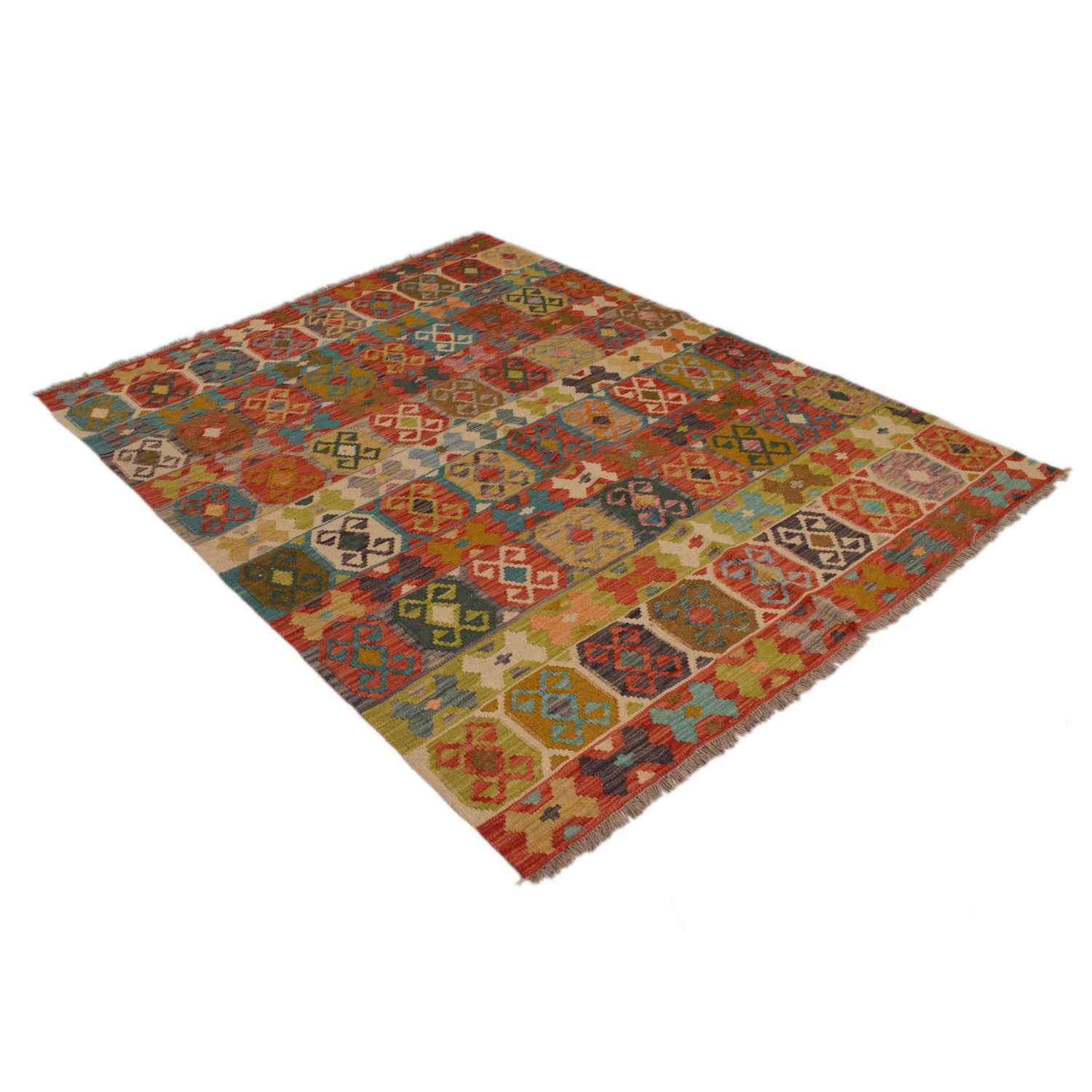 Handmade Vegetable Kilim 5' 1" x 6' 5" (ft) - No. B34747