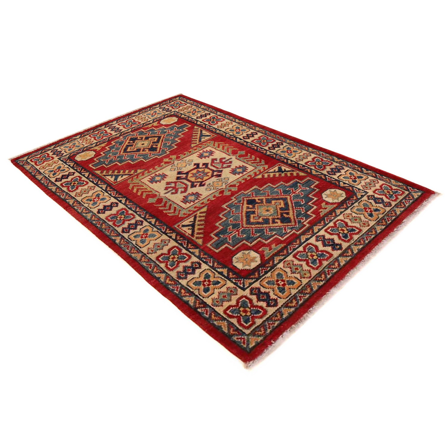 Hand Knotted Kazak Rug 2' 8 x 4' 2 (ft) - No. B35135