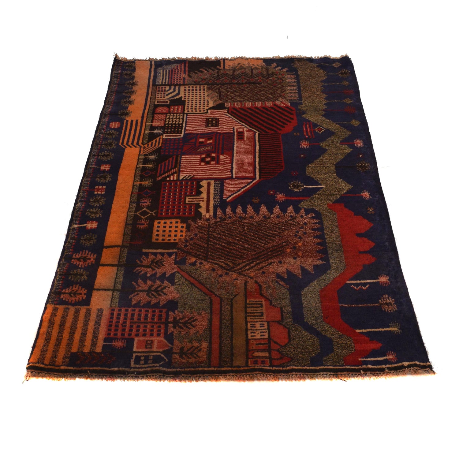 Handmade Village Design Rug 2' 11" x 4' 10" (ft)- No. B35169