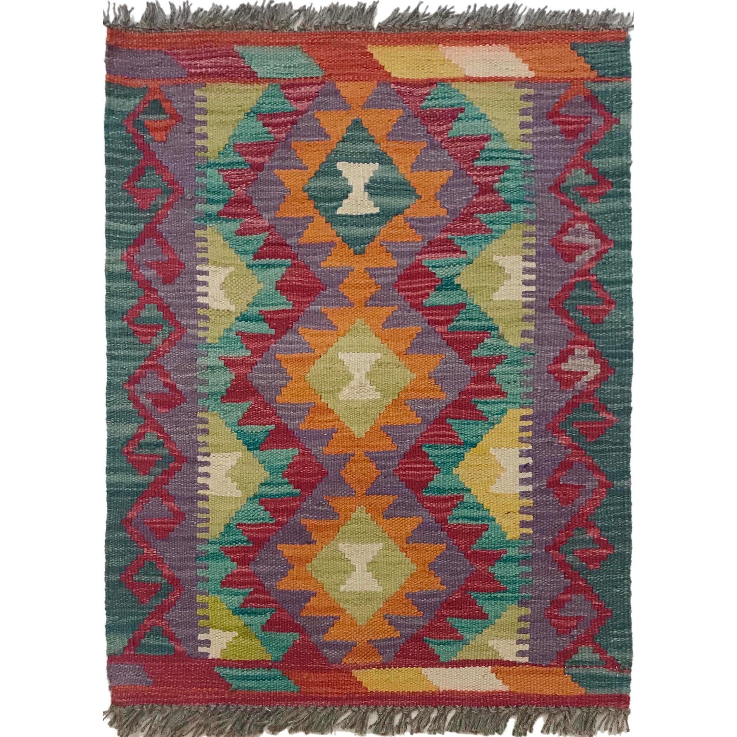 Handmade Vegetable Kelim 1' 8" x 2' 3" (ft) - No. B35593