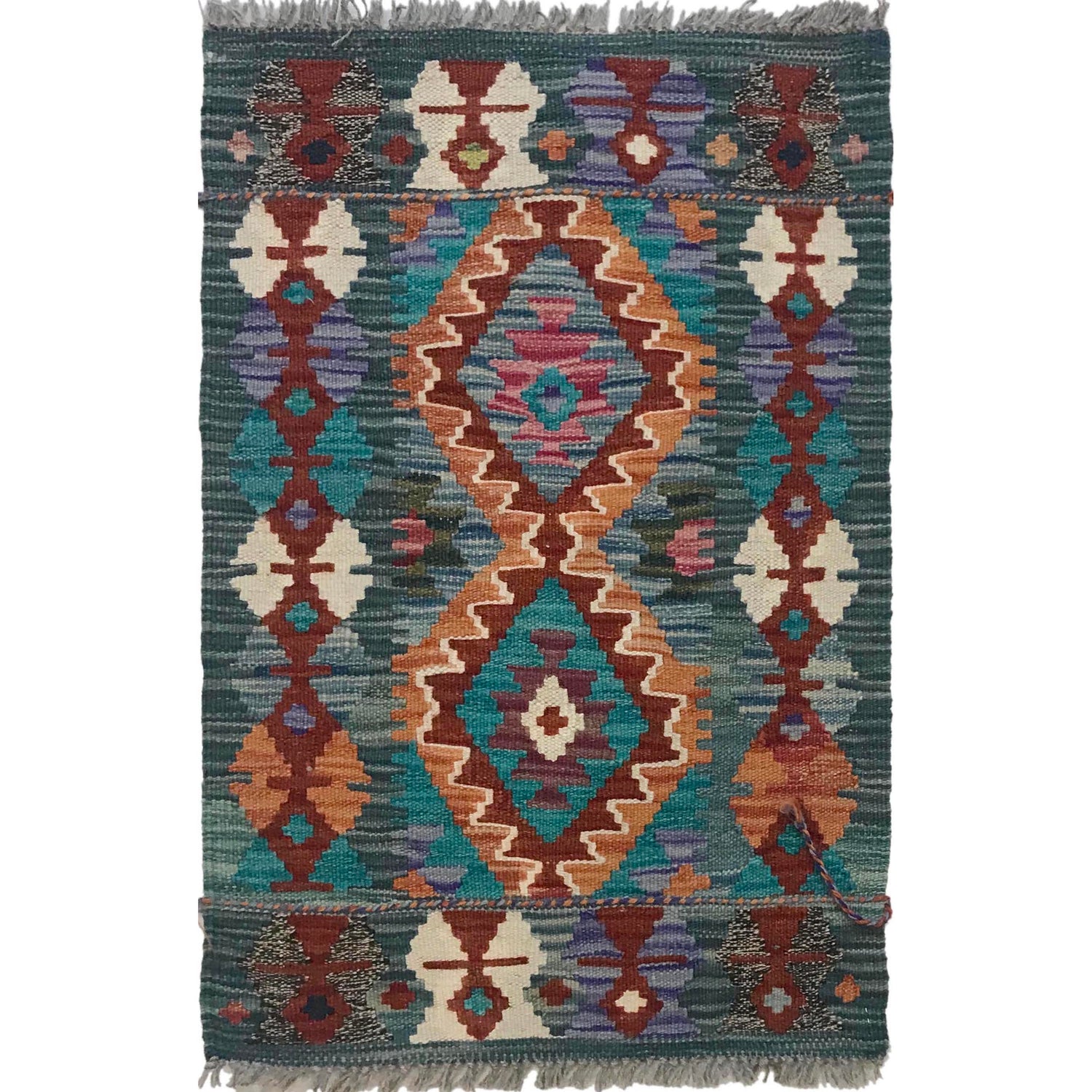 Handmade Vegetable Kilim 1' 8" x 2' 6" (ft) - No. B35594