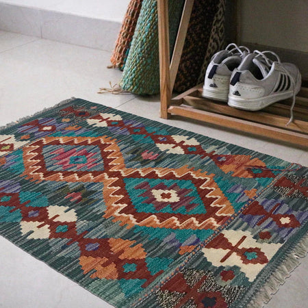 Handmade Vegetable Kilim 1' 8" x 2' 6" (ft) - No. B35594