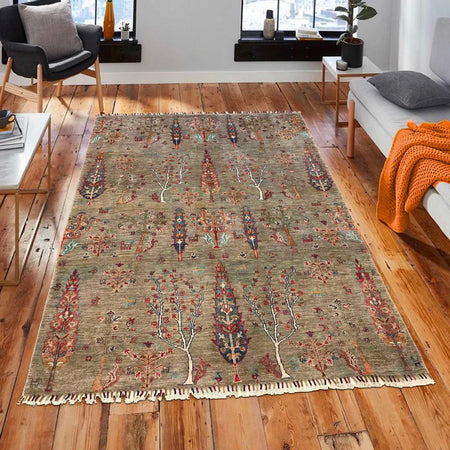 Hand-Knotted Tree of Life Carpet 4' 11" x 6' 4" (ft) - No. B35793