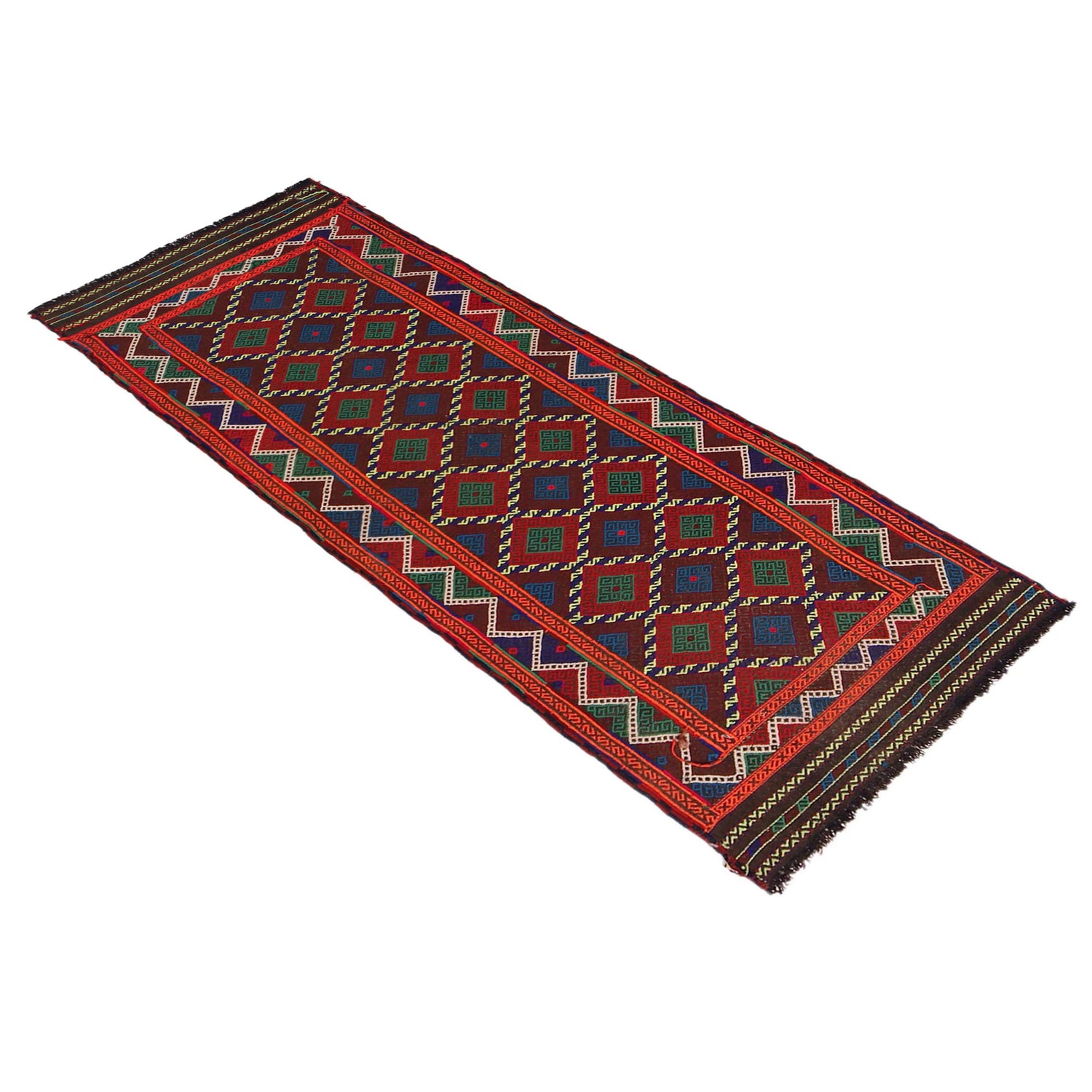 Multi Flat Weave Kilim Runner 2' 3" x 7' 3" (ft) - No. B35891