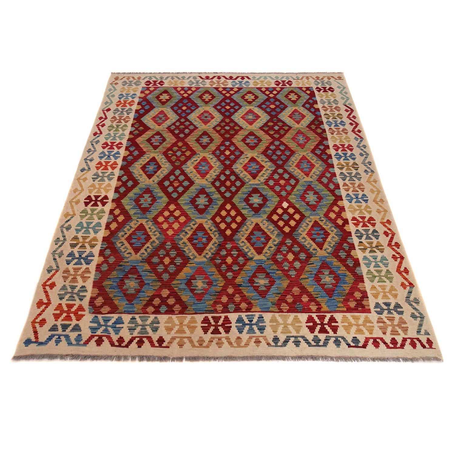 Handmade Vegetable Kilim 5' 11" x 7' 11" (ft) - No. B35922