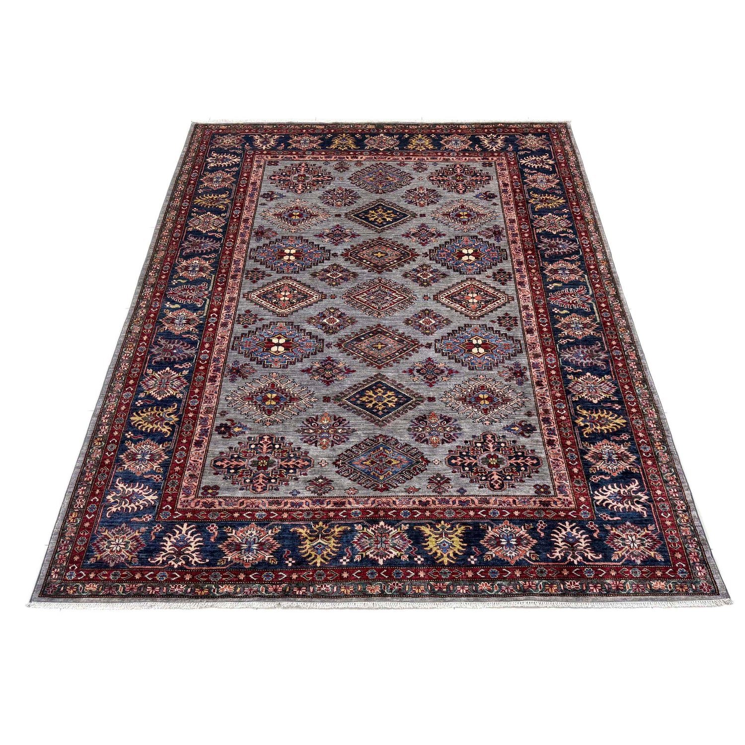Grey Color Handmade Kazak Rug 6' 11" x 9' 11" (ft) - No. B39601