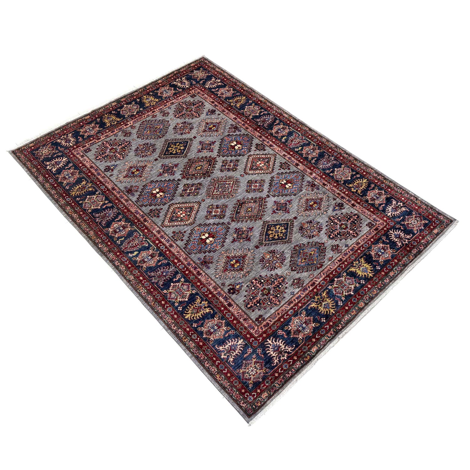 Grey Color Handmade Kazak Rug 6' 11" x 9' 11" (ft) - No. B39601