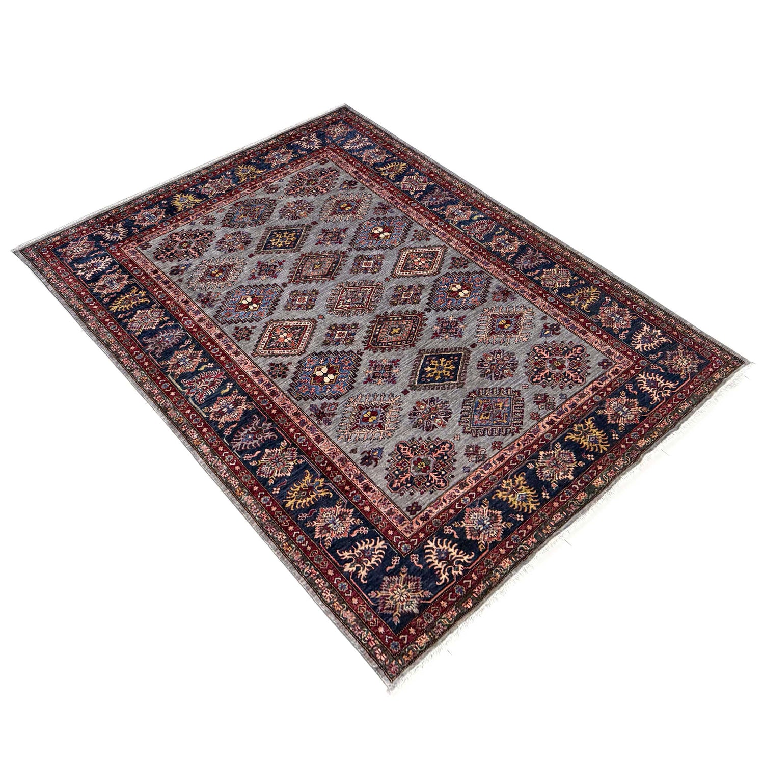 Grey Color Handmade Kazak Rug 6' 11" x 9' 11" (ft) - No. B39601