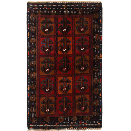 Red Baluchi Rug 2' 6 x 4' 4 (ft) - No. G15636