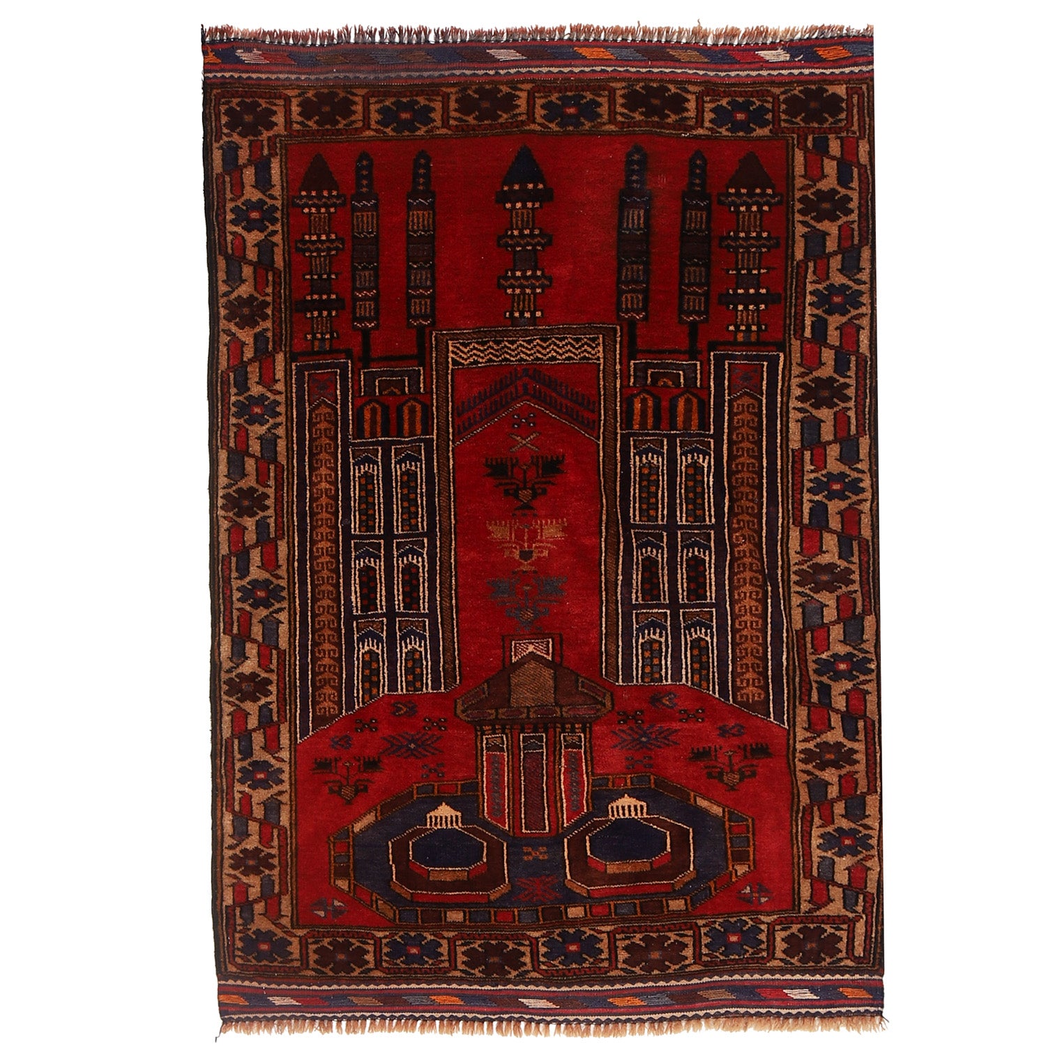 Islamic Prayer Rug 2' 8 x 4' 5 (ft) - No. G15673