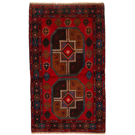 Red Baluchi Rug 2' 6 x 4' 3 (ft) - No. G15902