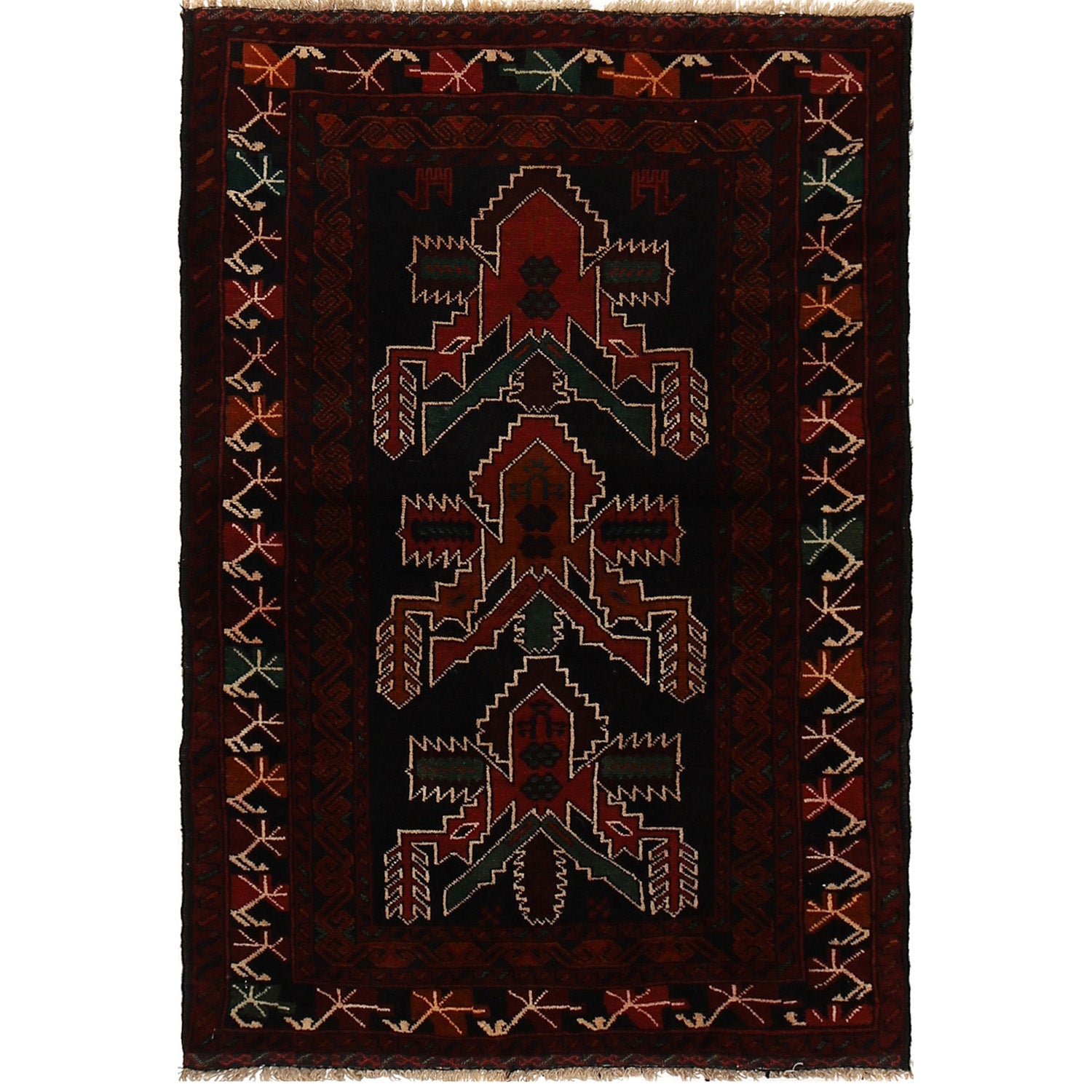 Tribal Baloch Rug 2' 6 x 4' 2 (ft) - No. G16612