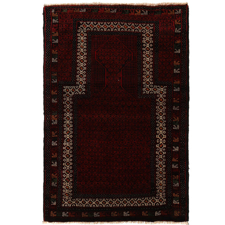 Dark Red Prayer Rug 2' 8 x 4' 4 (ft) - No. G16613
