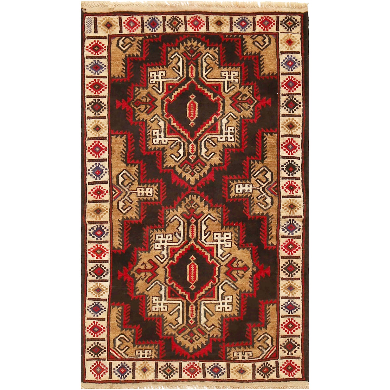 Hand Knotted Baluchi Rug 2' 7 x 4' 7 (ft) - No. G17624