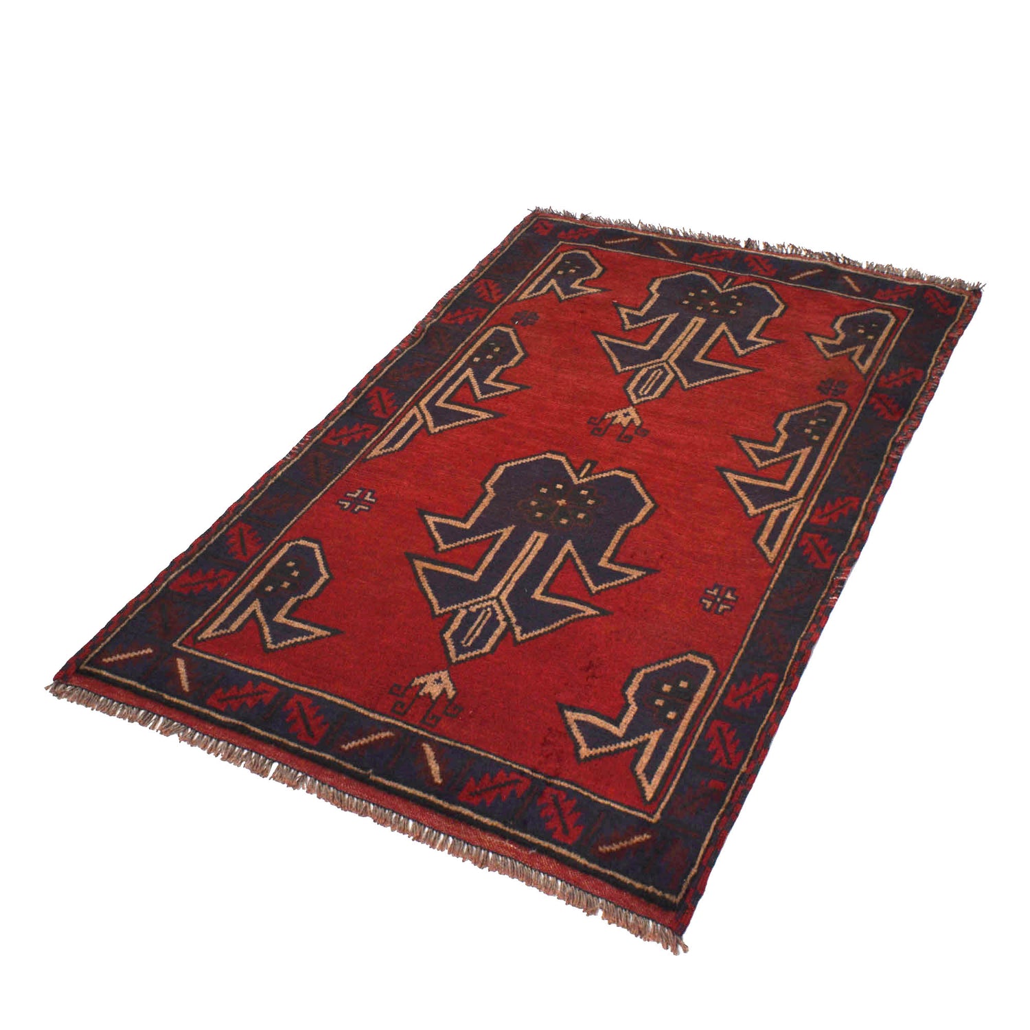Red Color Baluchi Rug 2' 7 x 4' 2 (ft) - No. G18471