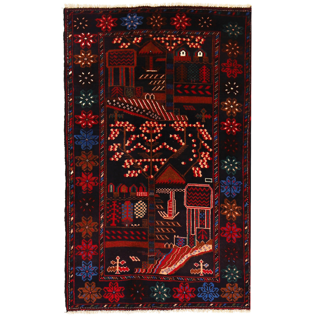 Hand Knotted Baluchi Rug 2' 9 x 4' 6 (ft) - For Sale
