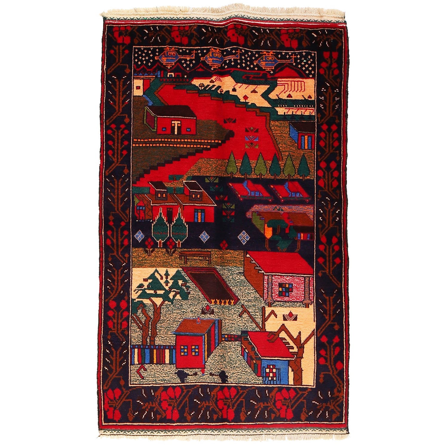 Handmade Picture Rug 2' 11" x 4' 8" (ft)- No. G19248