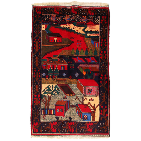 Handmade Picture Rug 2' 11" x 4' 8" (ft)- No. G19248