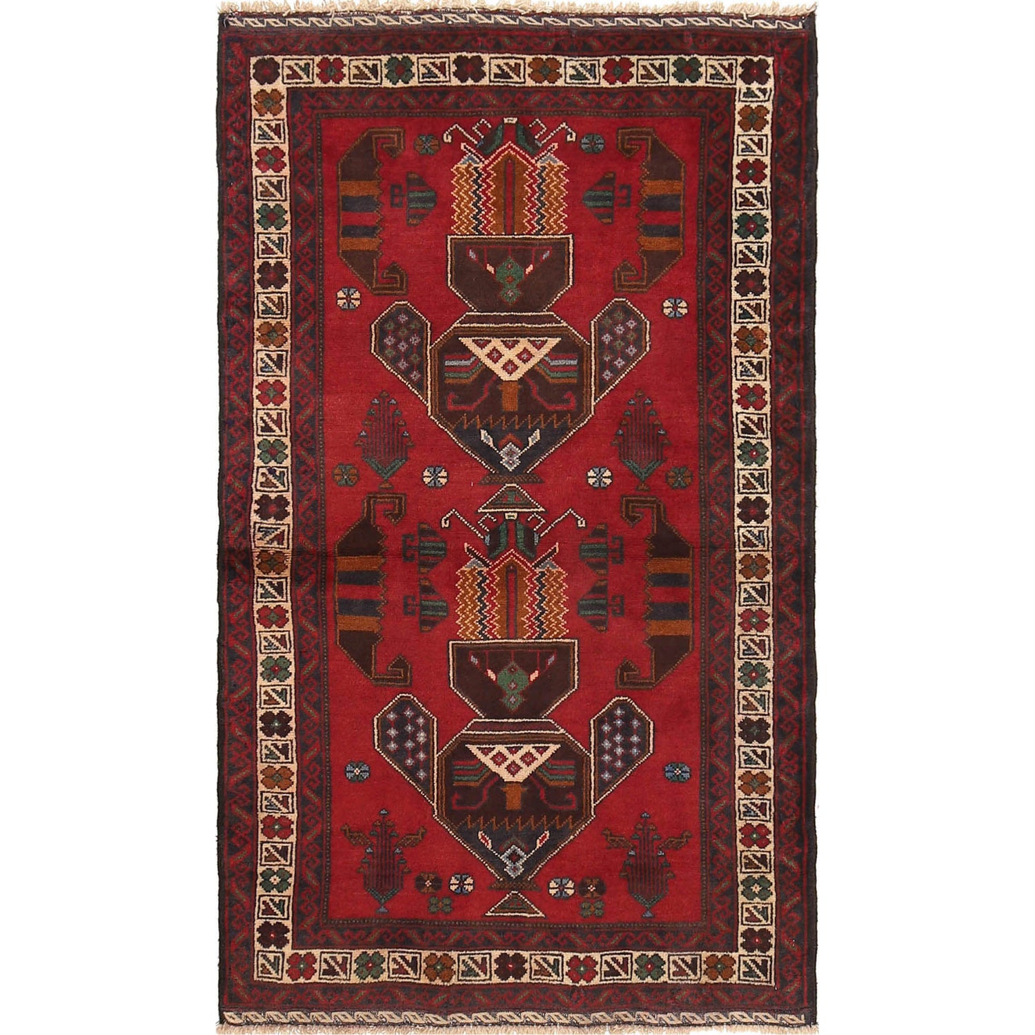 Red Color Baluchi Rug 2' 8 x 4' 8 (ft) - G19320