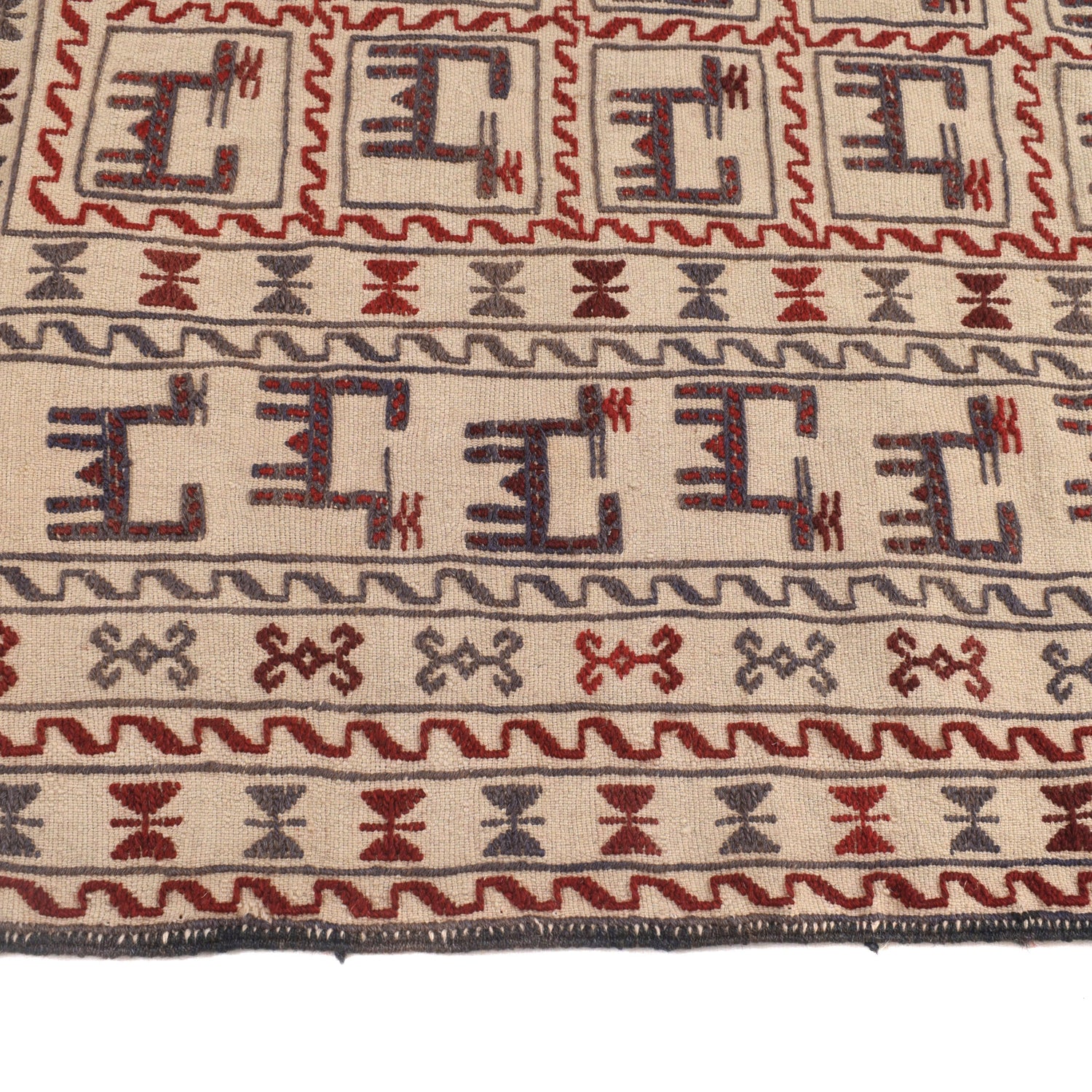 White Flatweave Kilim 4' 3 x 6' 1 (ft) - No. G21970
