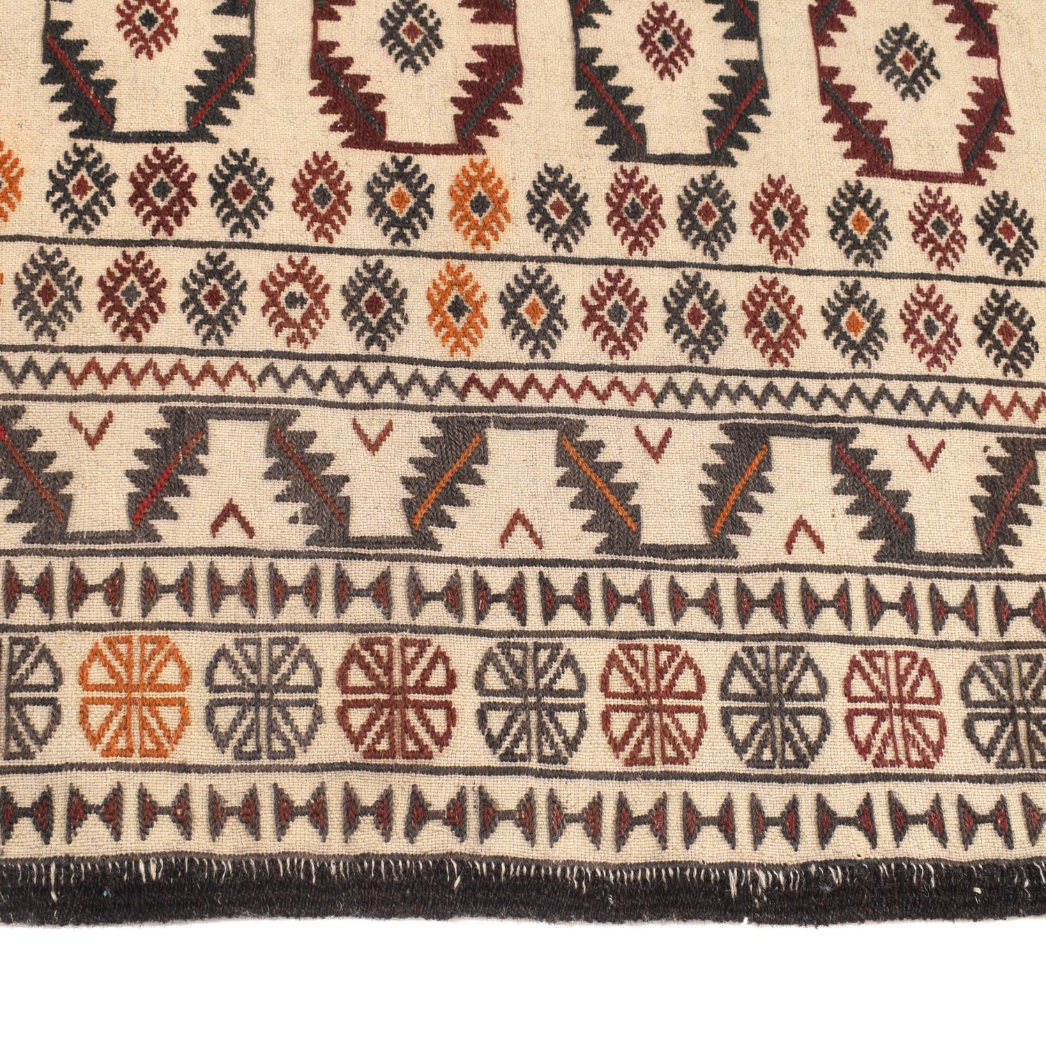 White Flatweave Kilim 4' 4 x 6' 2 (ft) - No. G21979