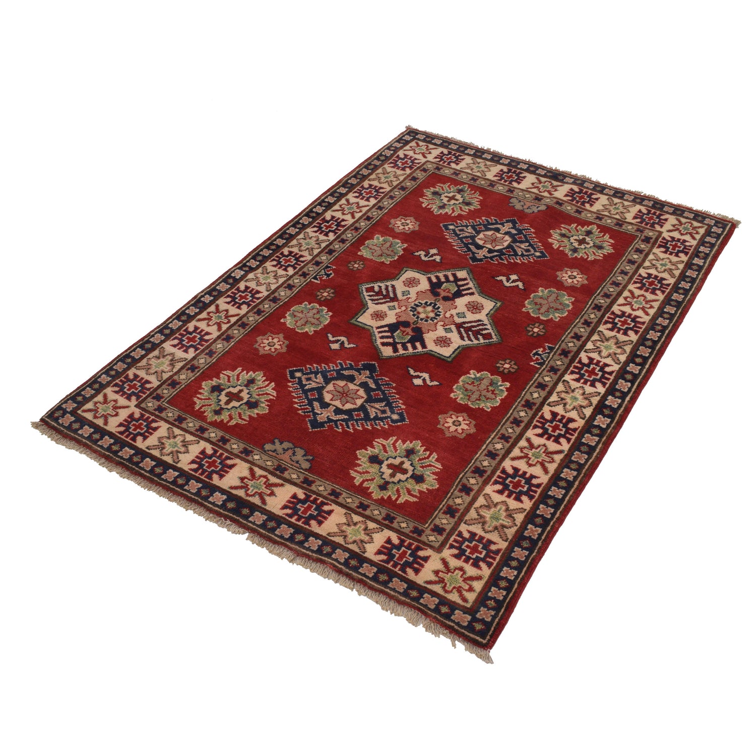 Hand Knotted Kazak Rug 3' 2 x 4' 5 (ft) - No. G22714