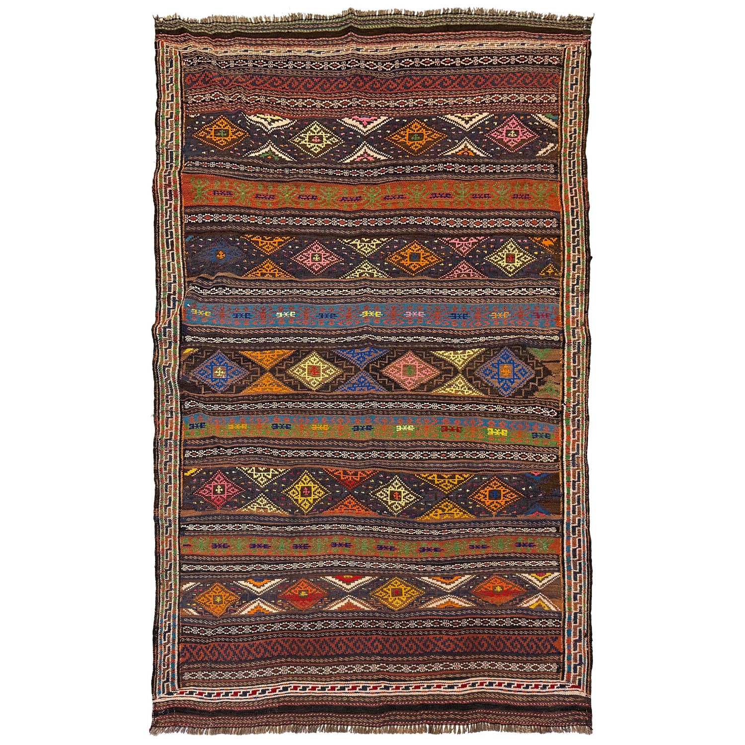 Medium Size Dhurrie Kelim 4' 6" x 6' 2" (ft) - No. G23631