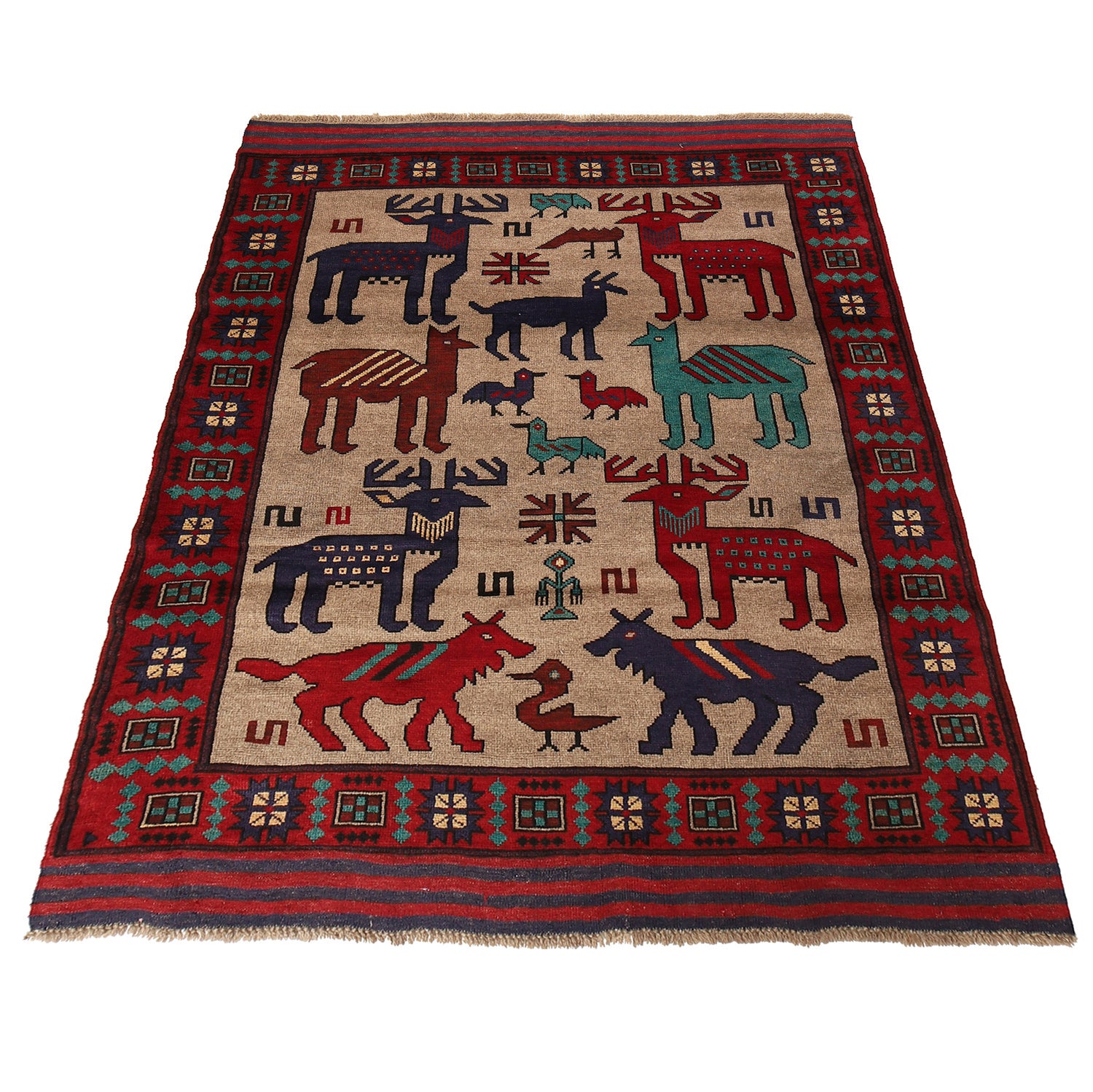 Hand Made Animal Picture Carpet 4' 6" x 6' 1" (ft)- No. G23684