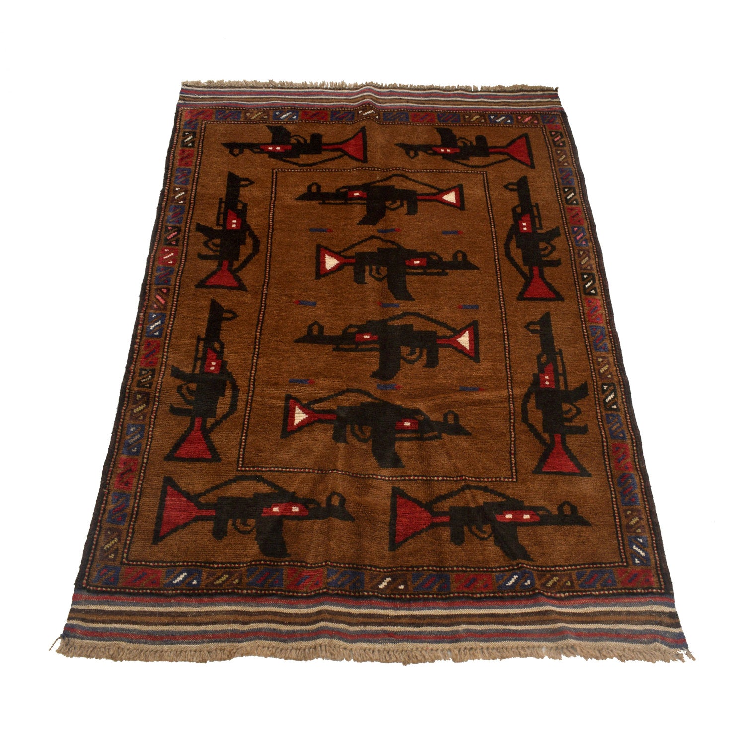 Handmade War Rug 3' 2 x 4' 7 (ft) - No. G23789