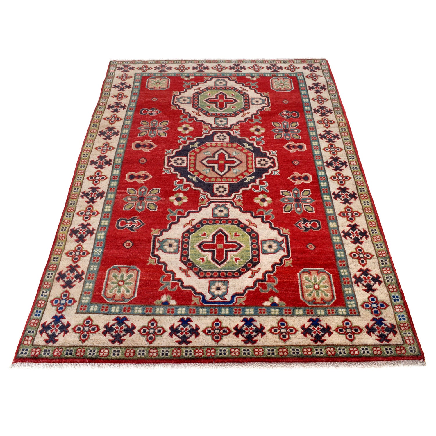 Red Kazak Rug 4' 0 x 5' 8 (ft) - No. G24125