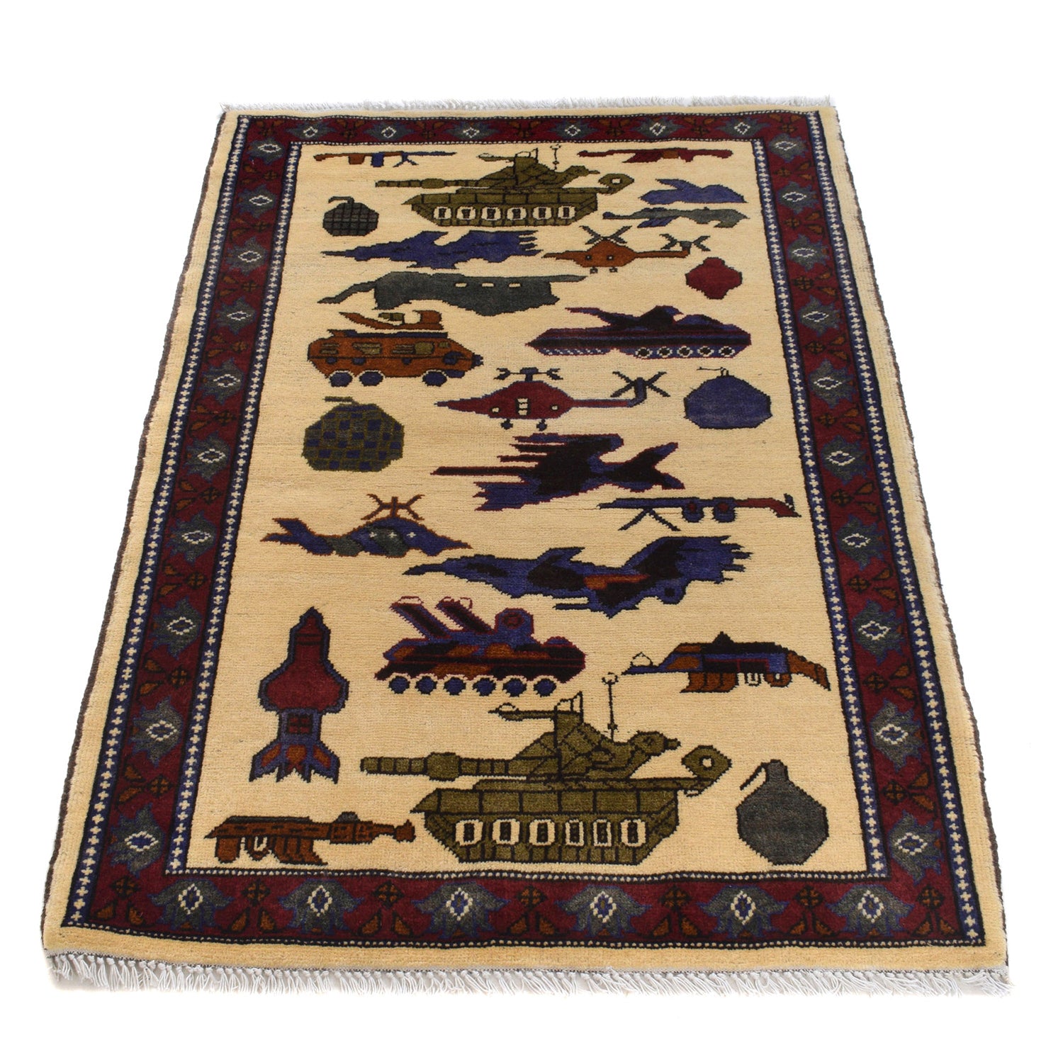 Hand Knotted War Rug 2' 7 x 4' 0 (ft) - No. G24139