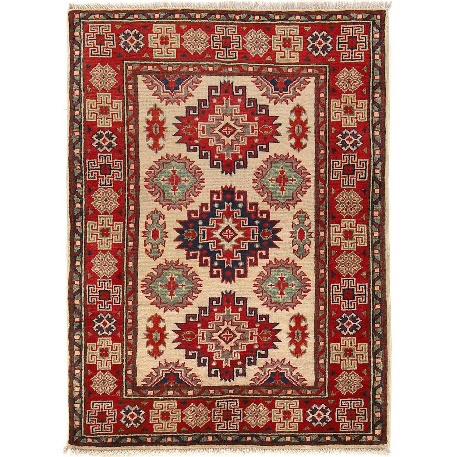 Hand Knotted Kazak Rug 2' 8 x 3' 9 (ft) - No. G25249