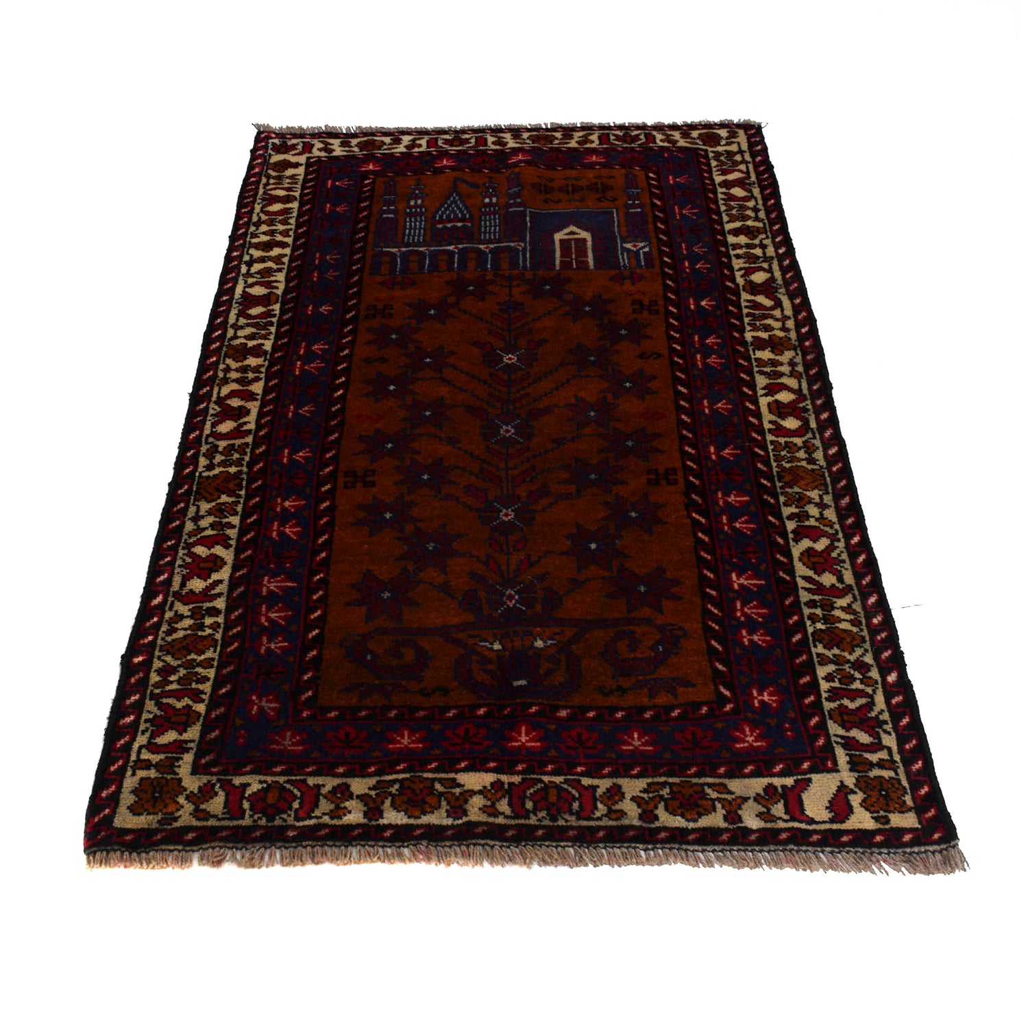 Prayer Rug Basic Brown Brown Color Hand Knotted Prayer Rug 3 x 5 Rug For Sale