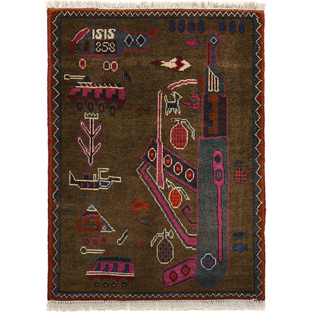 Hand Knotted War Rug 2' 0 x 2' 7 (ft) - No. G25299