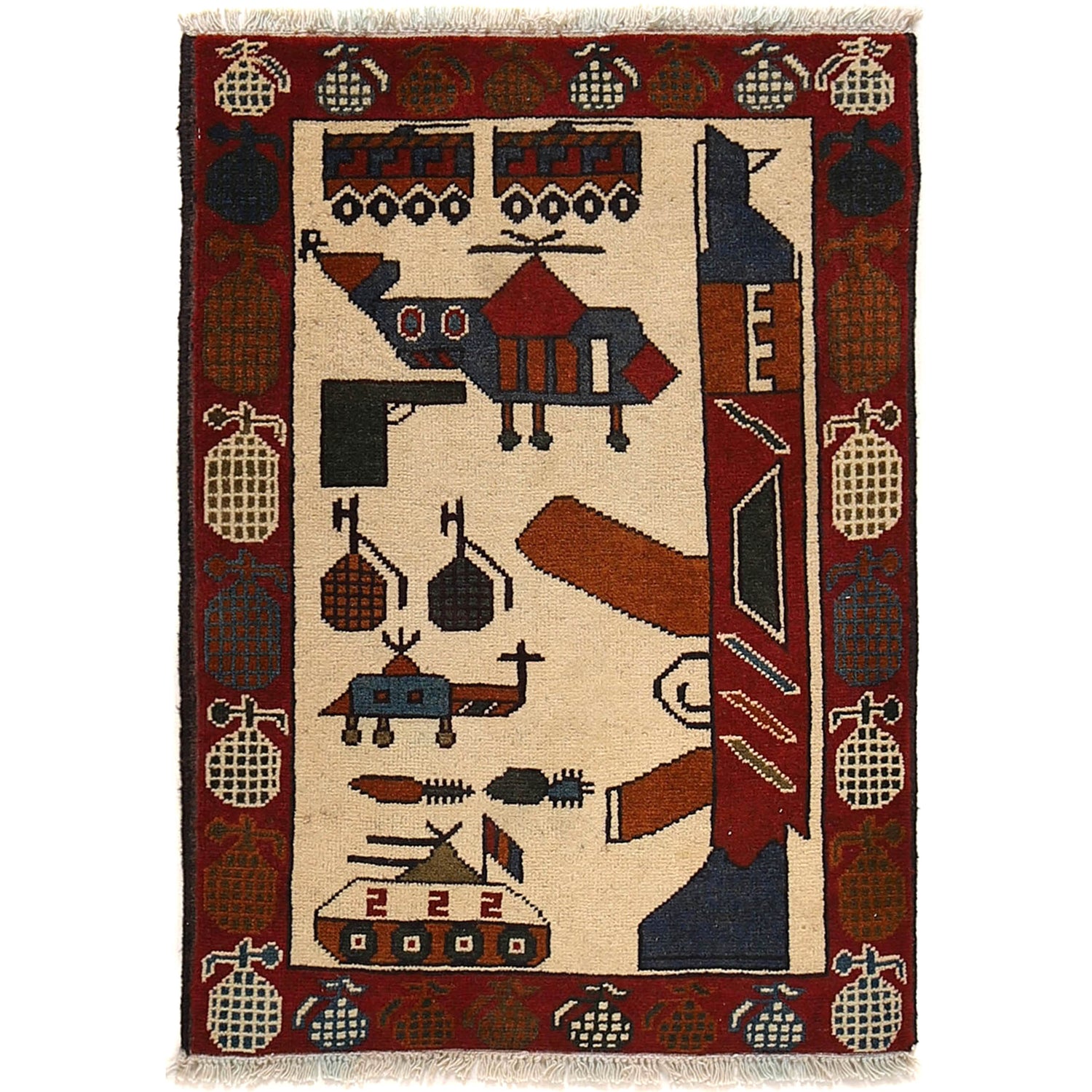 Hand Knotted War Rug 2' 0 x 2' 9 (ft) - No. G25300