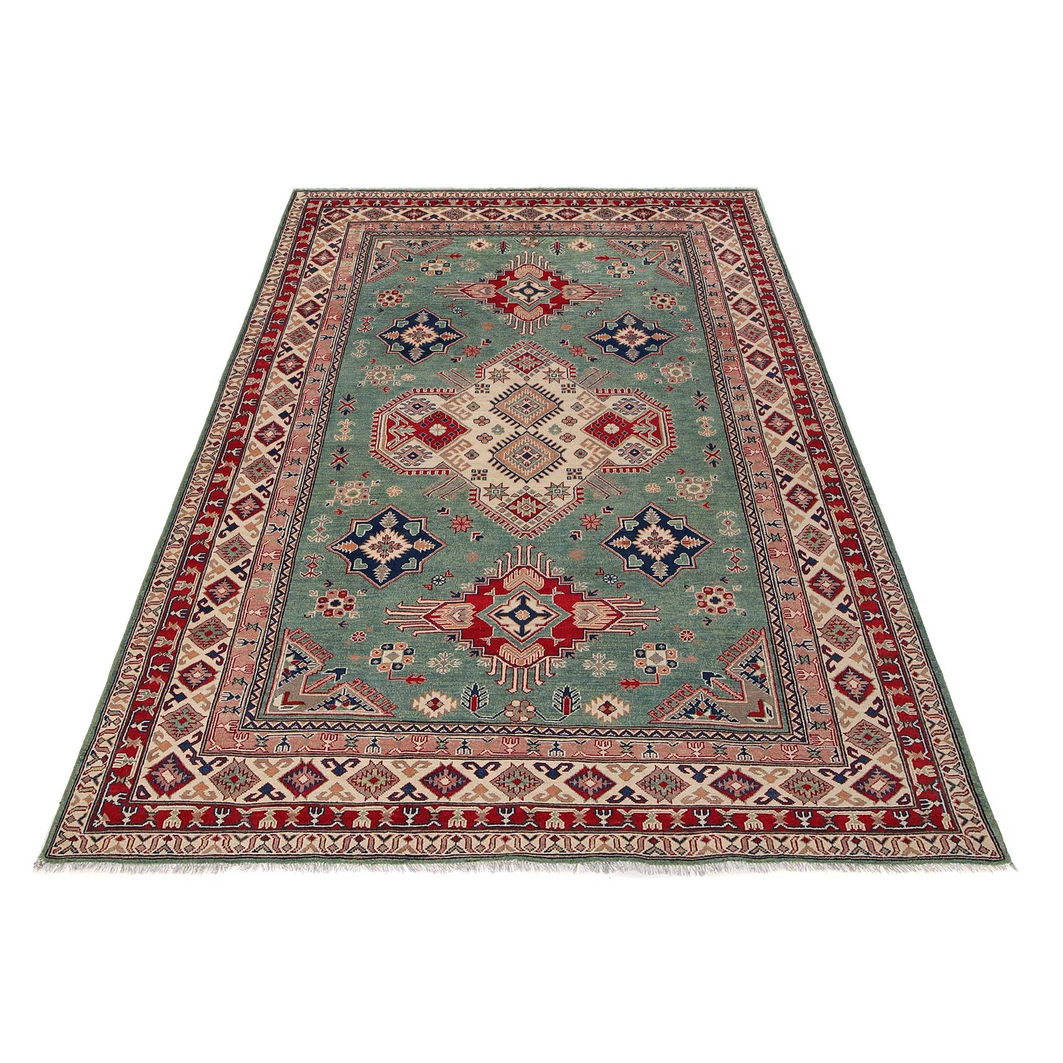 Green Color Kazak Rug 6' 4 x 9' 8 (ft) - No. G25353