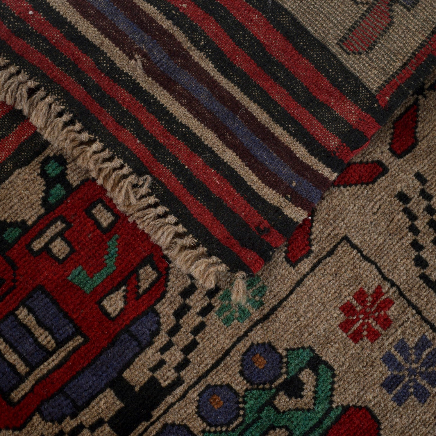 Handmade War Rug 4' 2 x 5' 5 (ft) - No. G25876