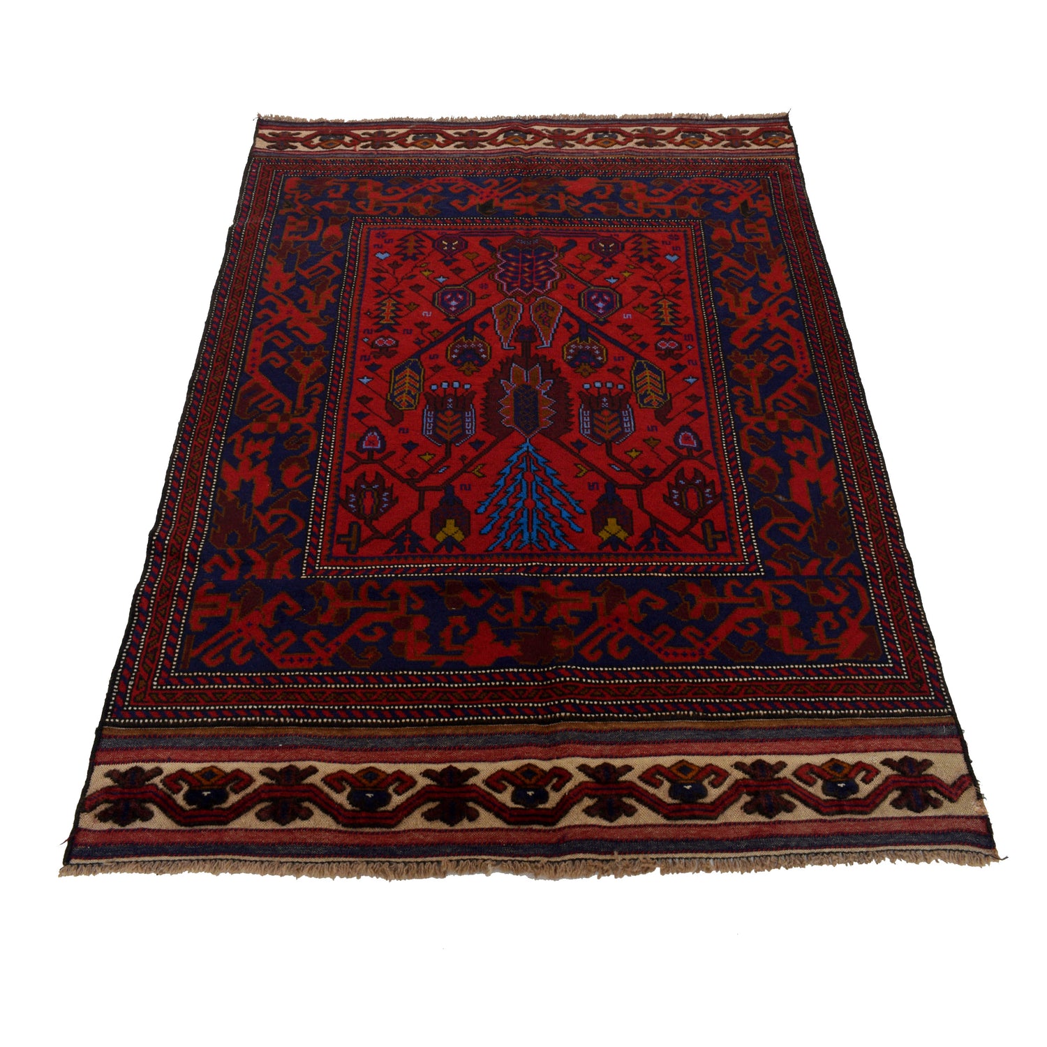 Red Baluchi Rug 3' 8 x 5' 7 (ft) - No. G25888