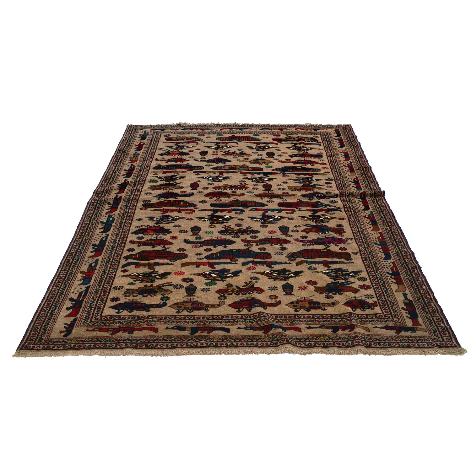 Hand Knotted War Rug 6' 3 x 9' 1 (ft) - No. G25915
