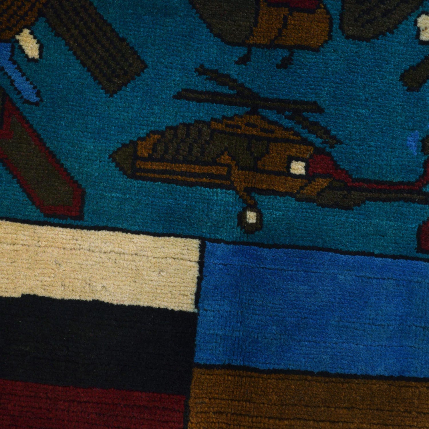 Blue Color War Rug 2' 7 x 3' 11 (ft) - No. G27476